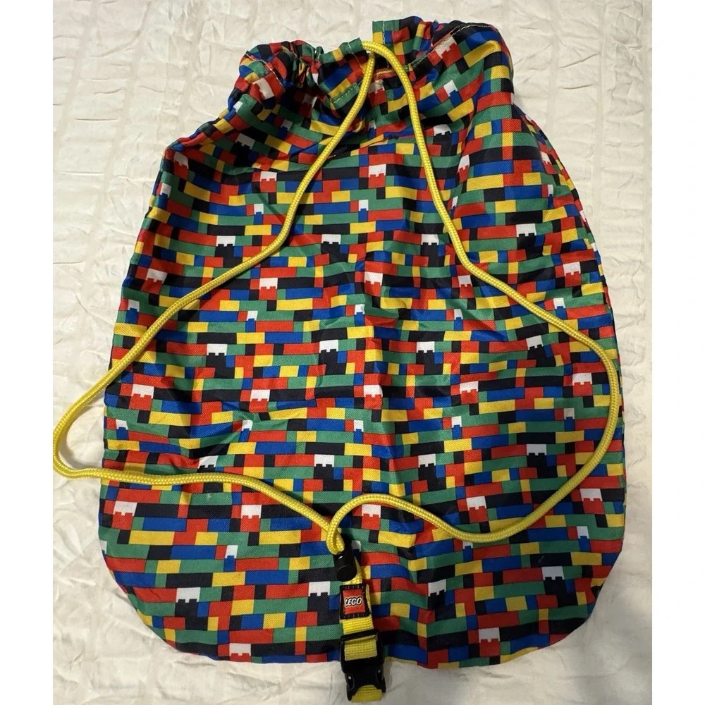 Lego Brick Pattern Drawstring Clinched Gym Bag Backpack